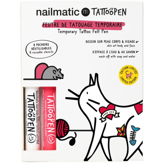nailmatic tattoopen duo set - the cat by ami imaginaire