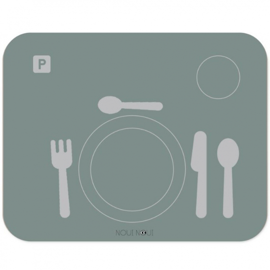 noui noui placemat leren tafeldekken - granite grey  -  43 cm