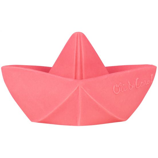 oli & carol bijt- & badspeelgoed origami bootje - roze
