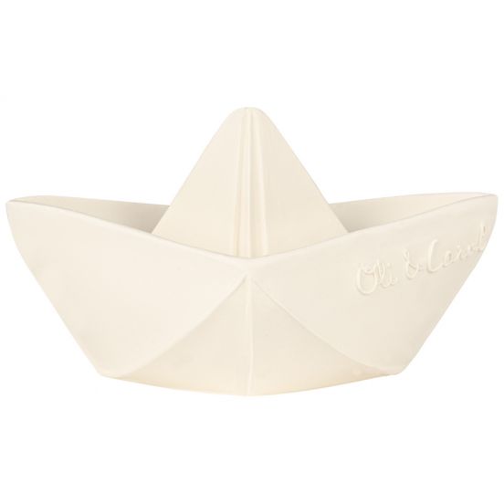 oli & carol bijt- & badspeelgoed origami bootje - wit