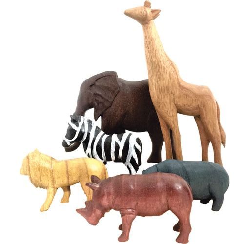 papoose toys afrikaanse dieren - gekleurd - 6st