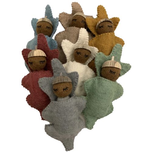 papoose toys poppetjes eikelbaby's - earth - 7st