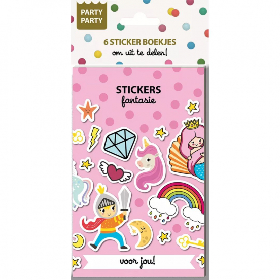party party uitdeelboekjes stickers fantasie - 6st