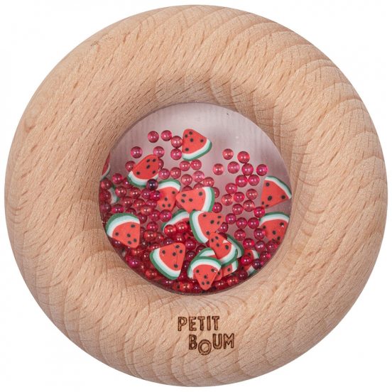 petit boum bijtring en rammelaar donut - watermeloen