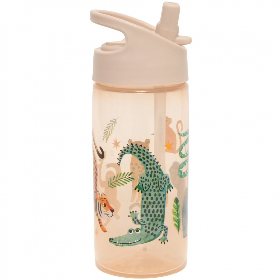 petit monkey drinkfles met rietje - upside down animals - 380 ml