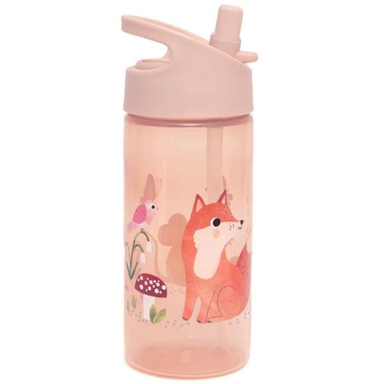 petit monkey drinkfles met rietje - woodland pink - 380 ml