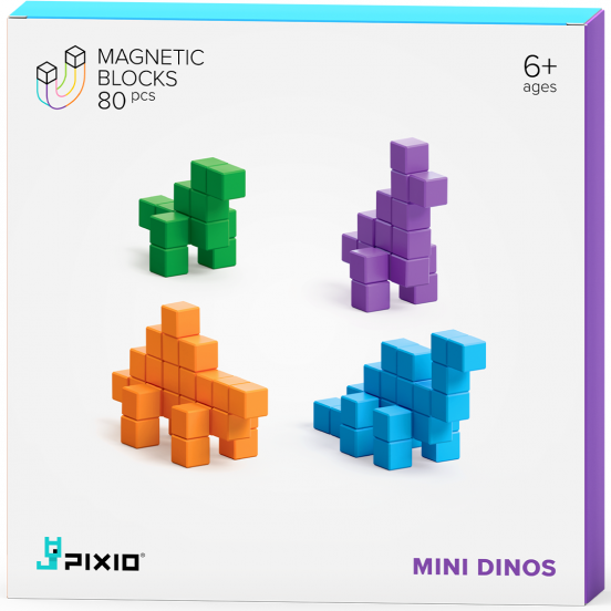 pixio magnetische blokjes mini dino's - 80st