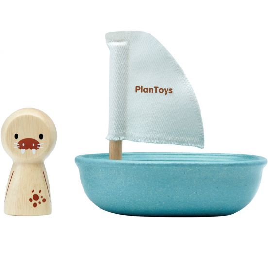 plan toys badspeelgoed zeilbootje en walrus