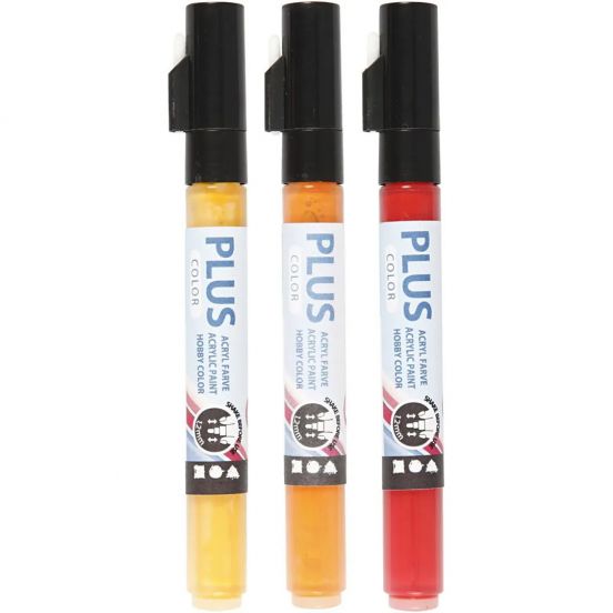 plus color verfmarkers 1-2 mm - rood, oranje, geel - 3st