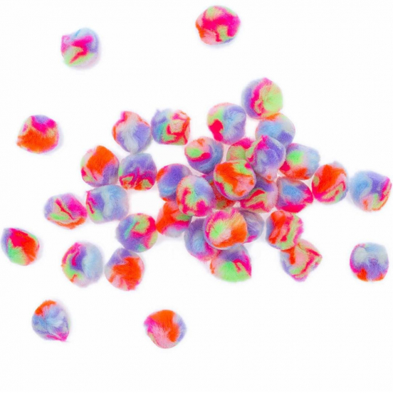 pompons regenboog pastel - 40st
