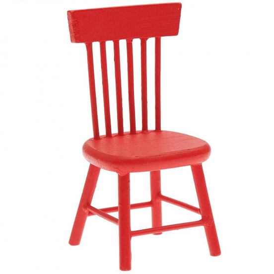 miniatuur houten stoel rood - 8,5 cm