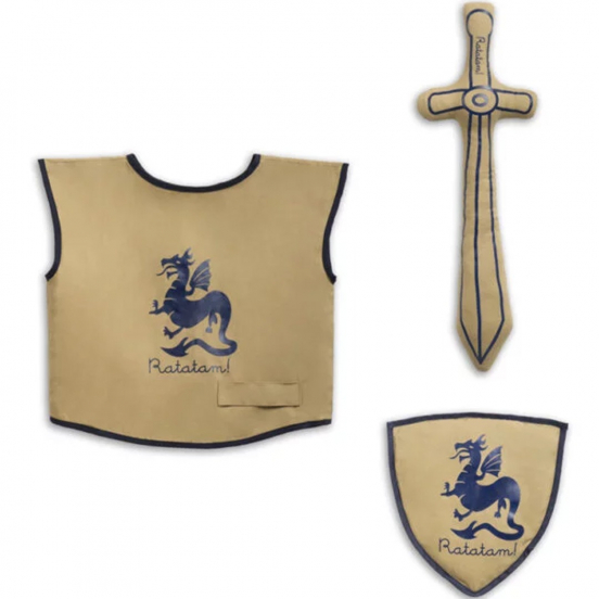 ratatam ridderkostuum beige en blauw - 3-8 jaar