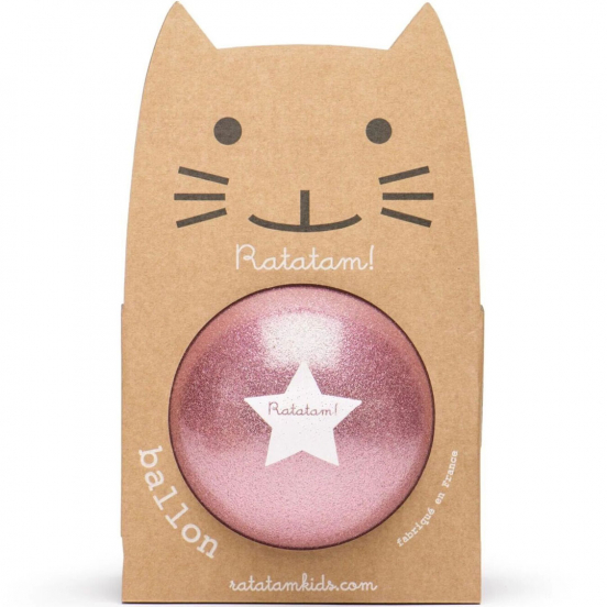 ratatam speelbal glitter - roze - 22 cm