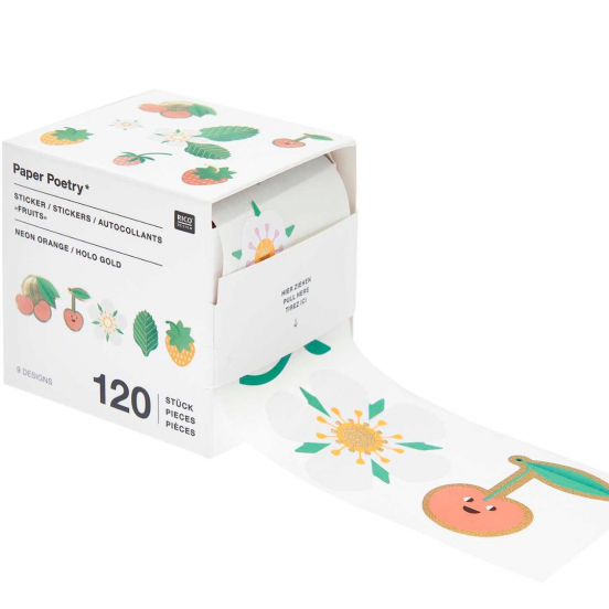 rol stickers - aardbeien & kersen - 120st