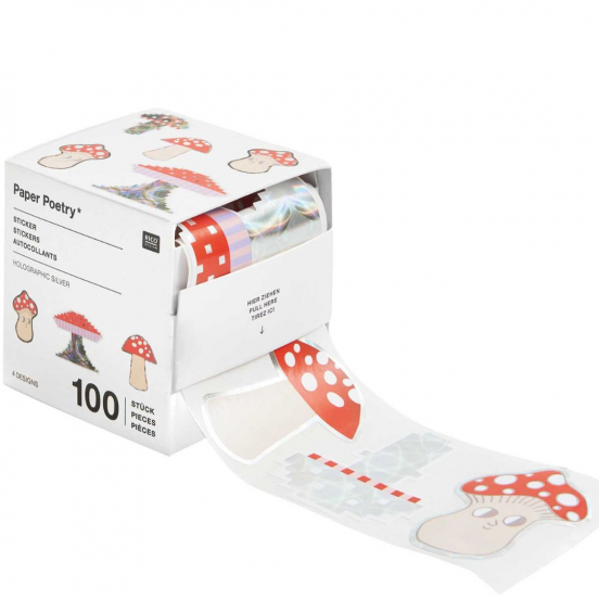 rol stickers - grote paddenstoelen