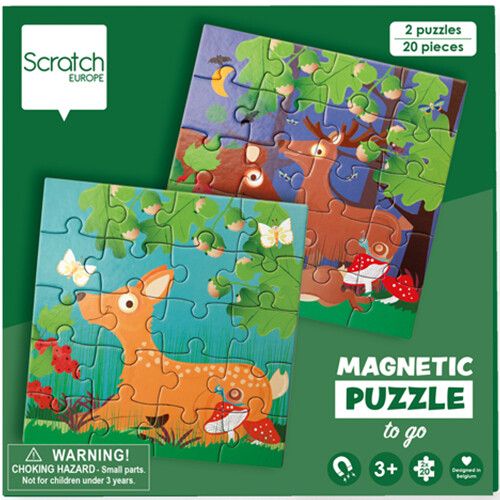scratch europe magnetisch puzzelboek bosdieren - 2x20st