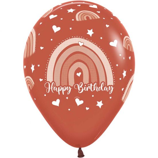 sempertex ballonnen happy birthday boho rainbow - terracotta - 12st