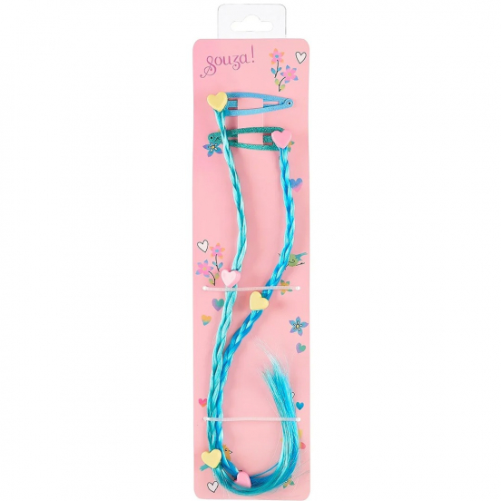 souza for kids haarspeldjes met extensions ulla - blauw - 2st