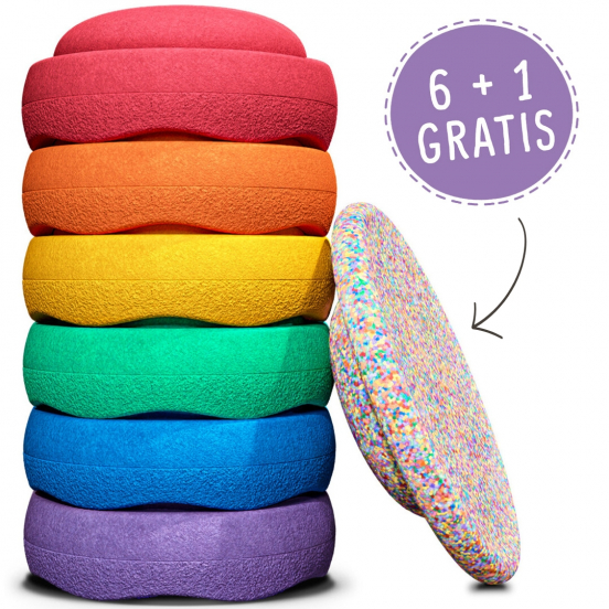 stapelstein rainbow met super confetti balance board - classic - limited edition - 6+1 gratis 