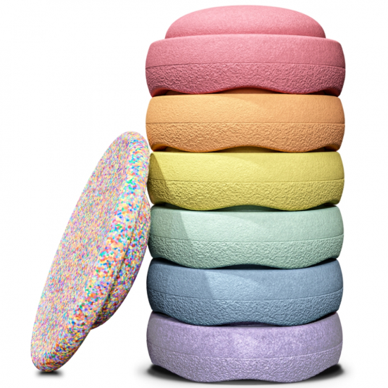 stapelstein rainbow met super confetti balance board - pastel