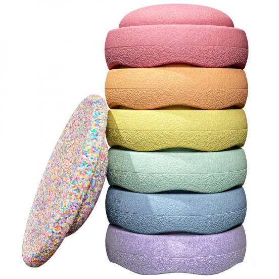 stapelstein rainbow met super confetti balance board - pastel