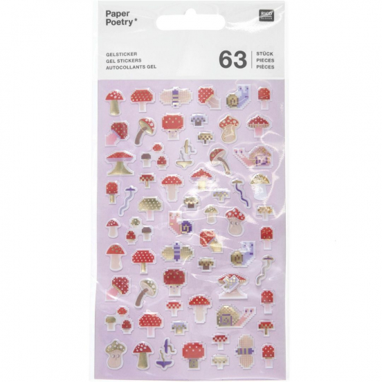 gelstickers pixel paddenstoelen - 63st