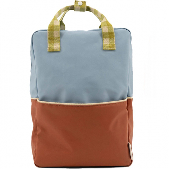 sticky lemon rugzak colourblocking - blue berry - willow brown - pear green - 38 cm