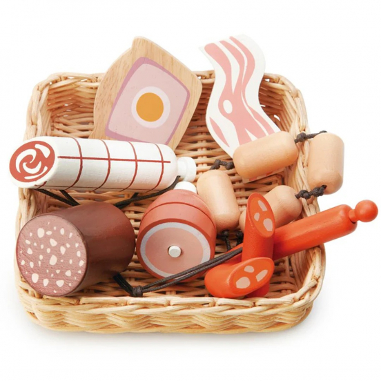 tender leaf toys gevlochten mand met charcuterie - 7st