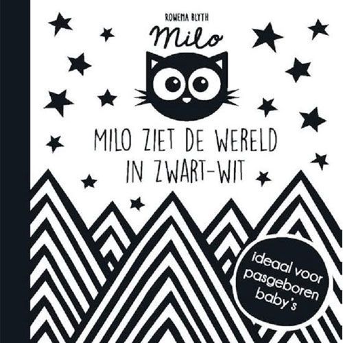 uitgeverij oogappel kartonboek milo ziet de wereld in zwart-wit
