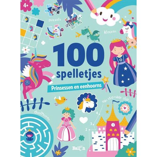 uitgeverij ballon 100 spelletjes prinsessen en eenhoorns