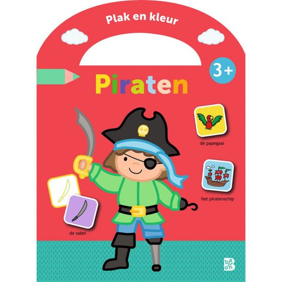 uitgeverij ballon kleur- en stickerboek - plak en kleur - piraten