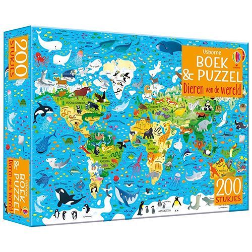 uitgeverij usborne boek en puzzel 200st - dieren van de wereld 