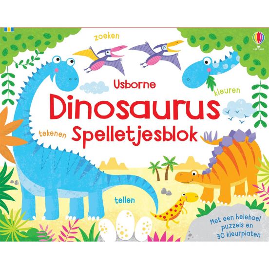 uitgeverij usborne dinosaurus spelletjesblok