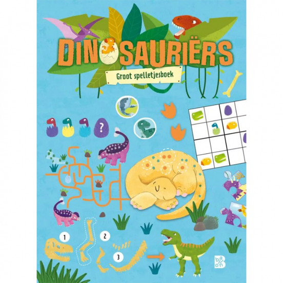 uitgeverij ballon groot spelletjesboek - dinosauriërs