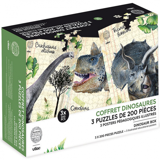 vilac 3 dinosauruspuzzels - 200st