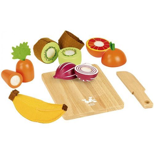 vilac houten snijplank met groenten en fruit (14st) 