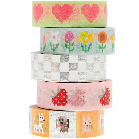 washi tape set - pixel - 5 st