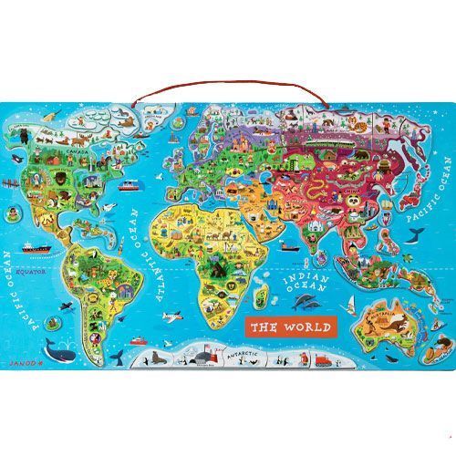 janod magneetpuzzel wereldkaart (92st)