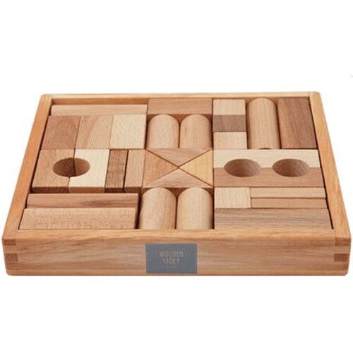 wooden story stapelblokken - naturel - 30 st