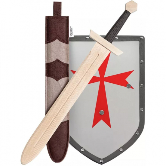 woodsy zwaard met schede en schild - 57,5 cm