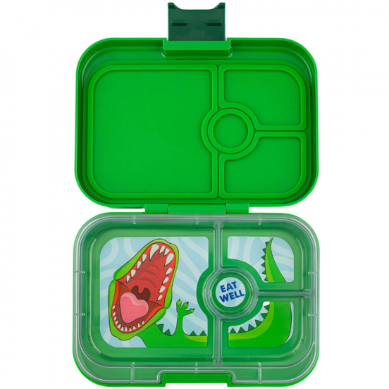 yumbox panino broodtrommel 4 vakken - jurassic green - dinosaur