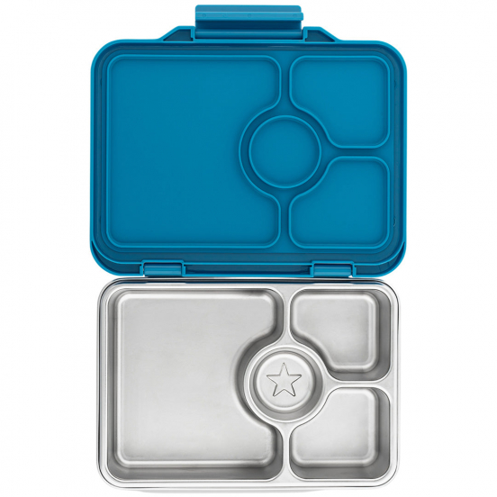 yumbox rvs bento broodtrommel 4 vakken - normandy blauw