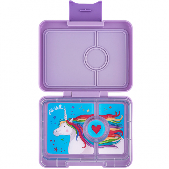 yumbox snack bento lunchdoosje 3 vakken - lavande purple - unicorn