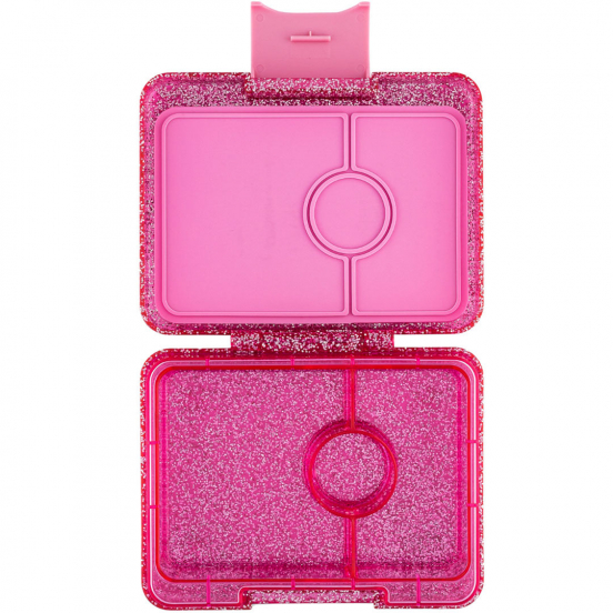 yumbox snack bento lunchdoosje 3 vakken - sparkle pink glitter