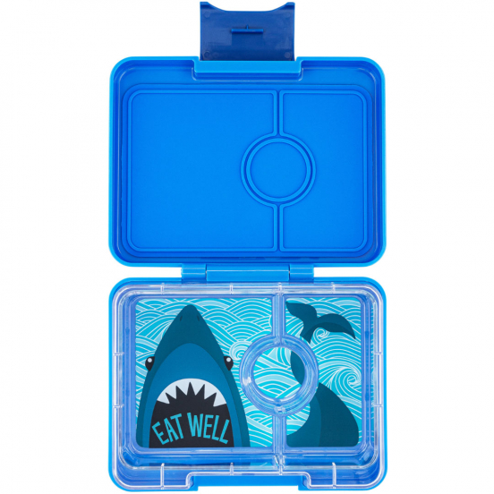 yumbox snack bento lunchdoosje 3 vakken - surf blue - shark