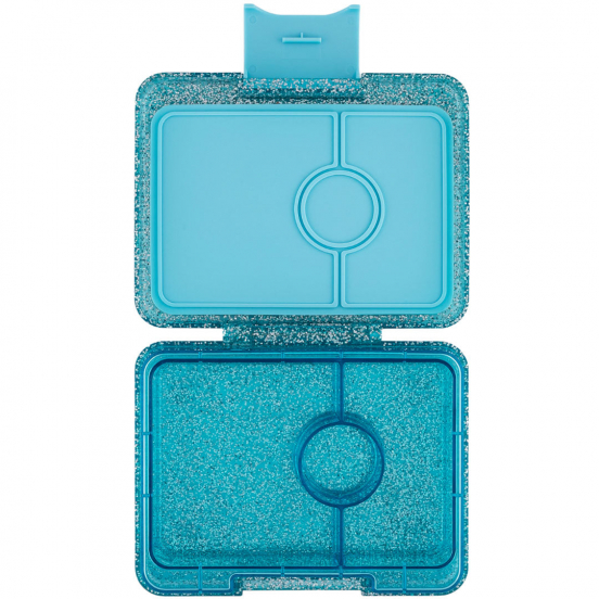 yumbox snack bento lunchdoosje 3 vakken - twinkle aqua glitter
