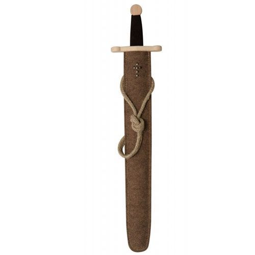 zwaard met bruin gevest  en schede - 65 cm 